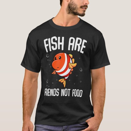 魚は友達ではない食べ物ベジタリアンビーガン動物 Tシャツ (正面)