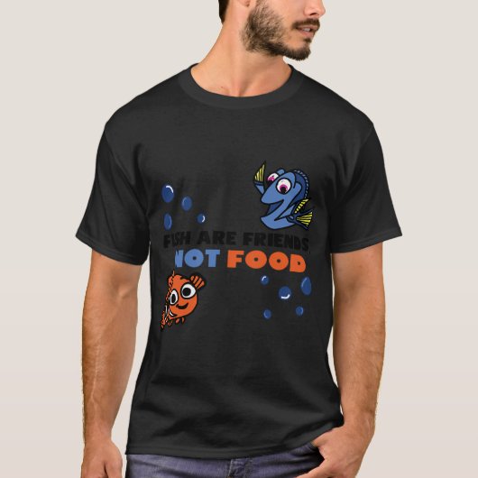 魚は友達、食べ物じゃない Tシャツ (正面)