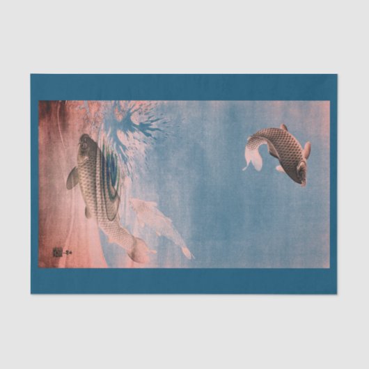 魚は水ティッシュペーパーで跳んでいる 薄葉紙 (正面)