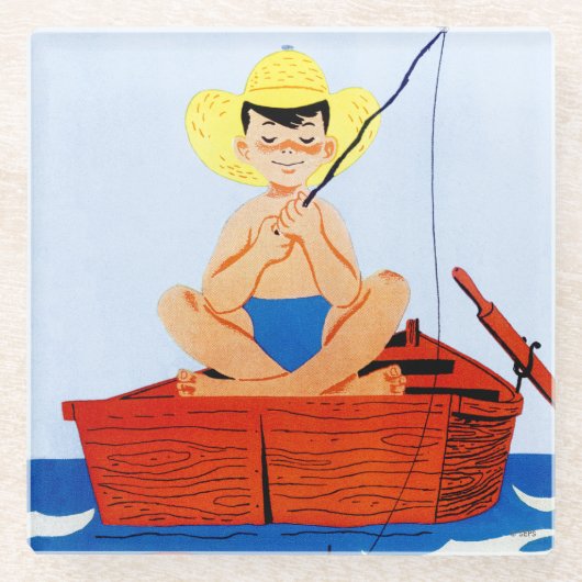 魚は行きます ガラスコースター (正面)