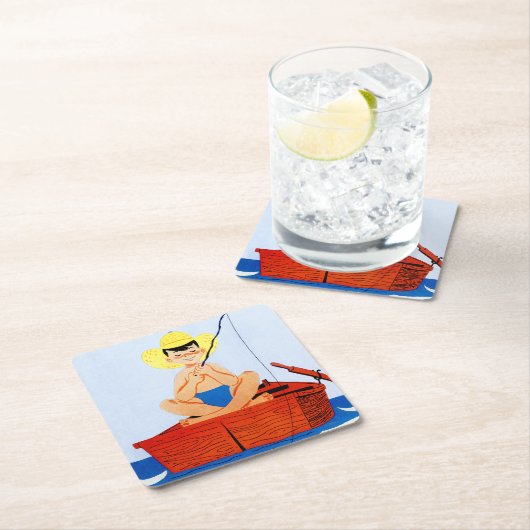 魚は行きます スクエアペーパーコースター (インサイチュ)