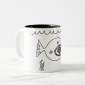 魚は頭脳を食べます ツートーンマグカップ (正面左)