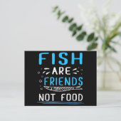 魚は食べ物ではない友人Tシャツ漁師シャツ ポストカード (スタンド正面)