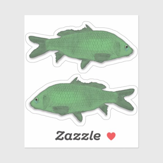 魚または魚のステッカーセット – 緑 シール (シート)