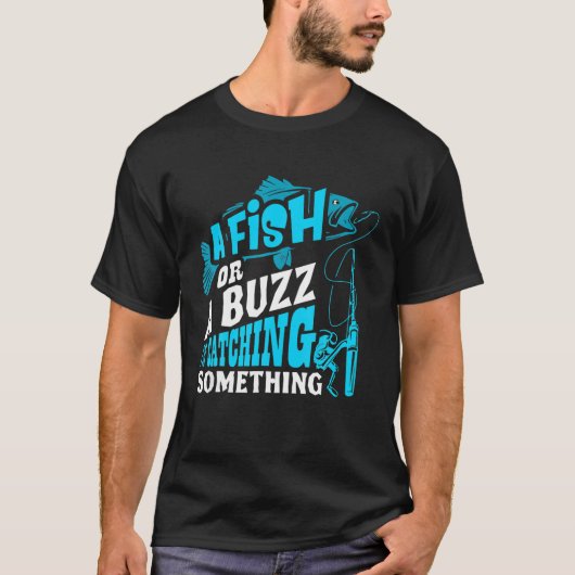 魚や魚を捕まえていおもしろいる Tシャツ (正面)