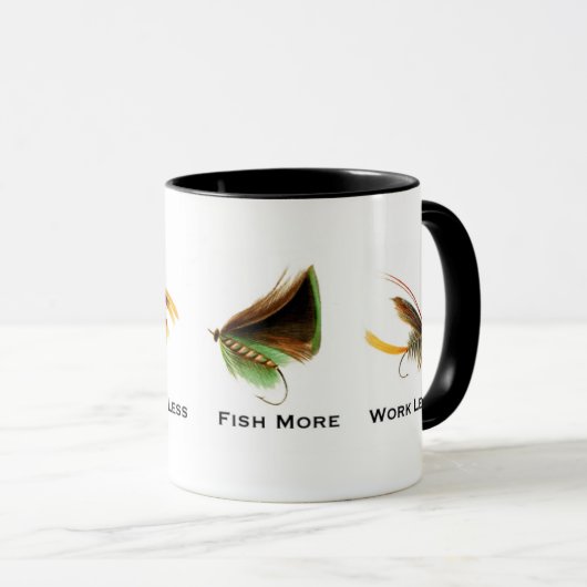 魚より多くの仕事より少ないフライフィッシングのコーヒーマグ マグカップ (正面右)