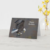 魚をくわえたハクトウワシ カード (黄色い花)
