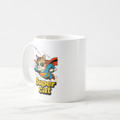 魚をくわえて飛ぶスーパーネコ コーヒーマグカップ (正面左)