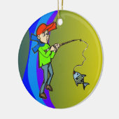 魚をつかまえている男の子 セラミックオーナメント (左)