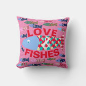 魚をテーマにした航海のかわいいコンフィの愛 クッション (正面)