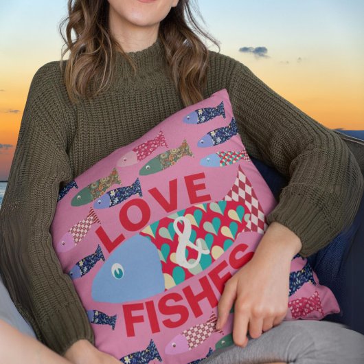 魚をテーマにした航海のかわいいコンフィの愛 クッション