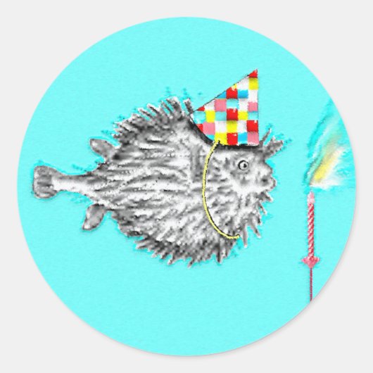 魚をテーマにした誕生日パーティー ラウンドシール (正面)