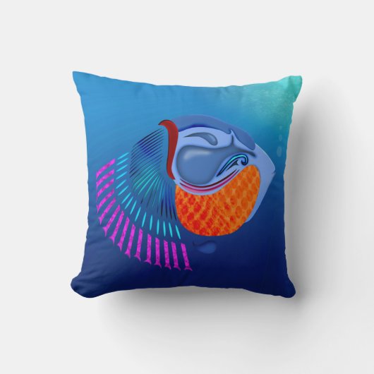 魚を取る クッション (正面)