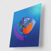 魚を取る スクエア壁時計 (傾斜)