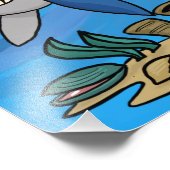 魚を怖がる青いサメ フォトプリント            (角)