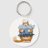 魚を抱えた面白い猫のキャラクター　空腹の子猫 キーホルダー (裏面)