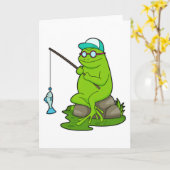 魚を持ったフライ・フィッシャー カード (黄色い花)