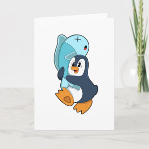 魚を持ったペンギン カード