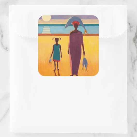 魚を持った人 スクエアシール (バッグ)