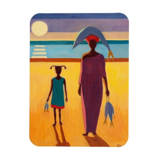 魚を持った人 マグネット (縦)