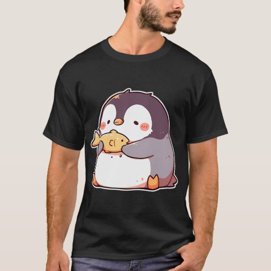 魚を持つペンギン Tシャツ (正面)