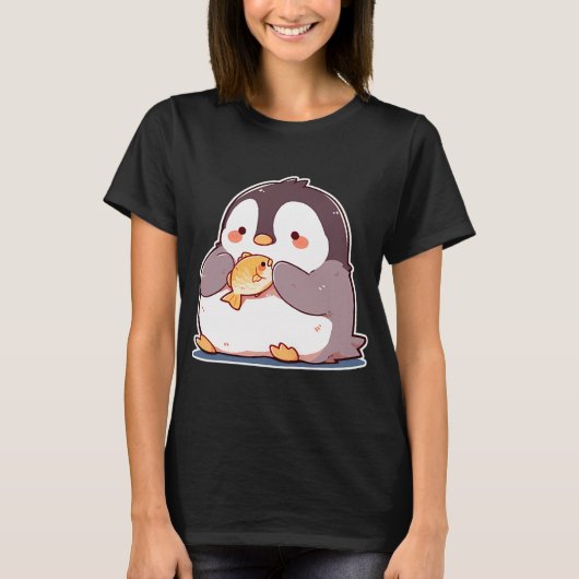 魚を持つペンギン Tシャツ (正面)