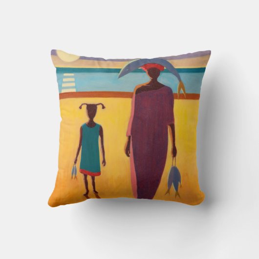 魚を持つ女性 クッション (裏面)