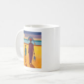 魚を持つ女性 コーヒーマグカップ (正面左)