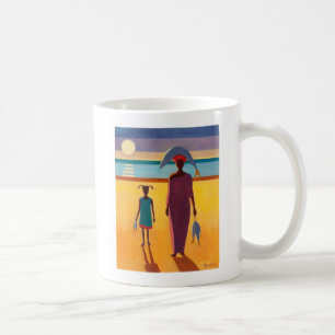魚を持つ女性 コーヒーマグカップ