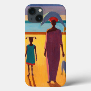 魚を持つ女性 iPhone 13ケース