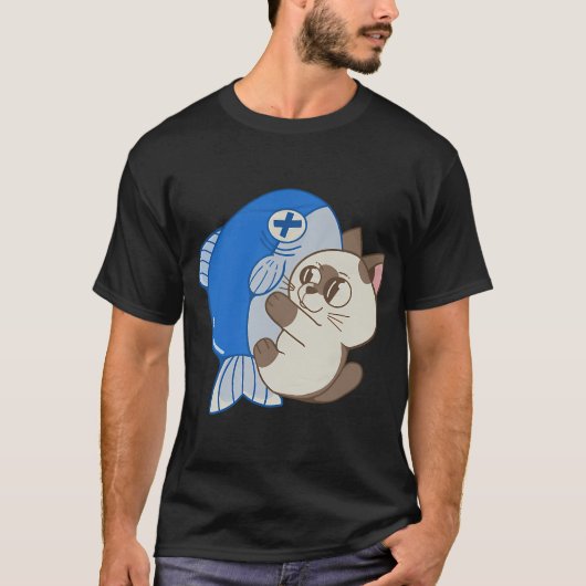 魚を持つ猫 Tシャツ (正面)