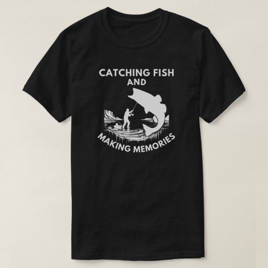 魚を捕まえて思い出を作る | 氷魚釣り Tシャツ (デザイン正面)