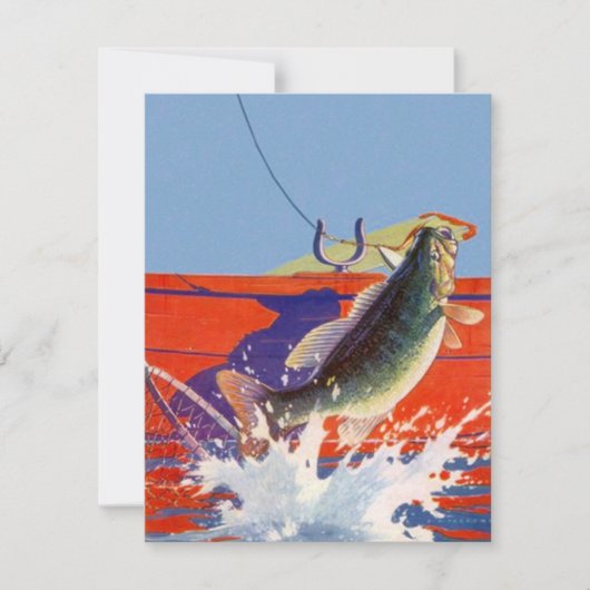 魚を採取することを行く空白のな招待状の赤いボート 招待状 (正面)