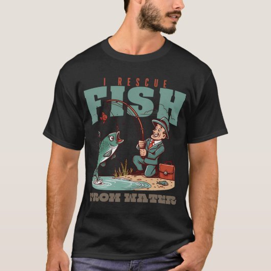 魚を水から救出する Tシャツ (正面)