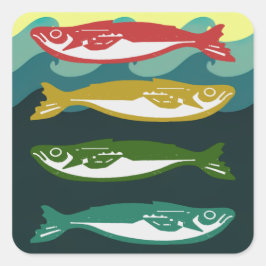 魚を波に乗せる スクエアシール