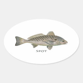 魚を見つける 楕円形シール
