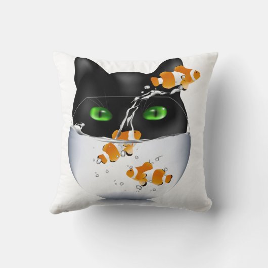 魚を見つめる猫 クッション (裏面)