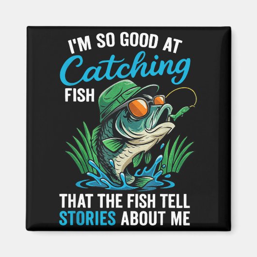 魚を釣るのがうまいと言う面白い格言 ルーズ マグネット (正面)