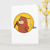 魚を釣るクマ カード (黄色い花)