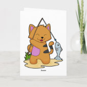 魚を釣る漁師としての猫 & 釣り竿と魚 カード (裏面)