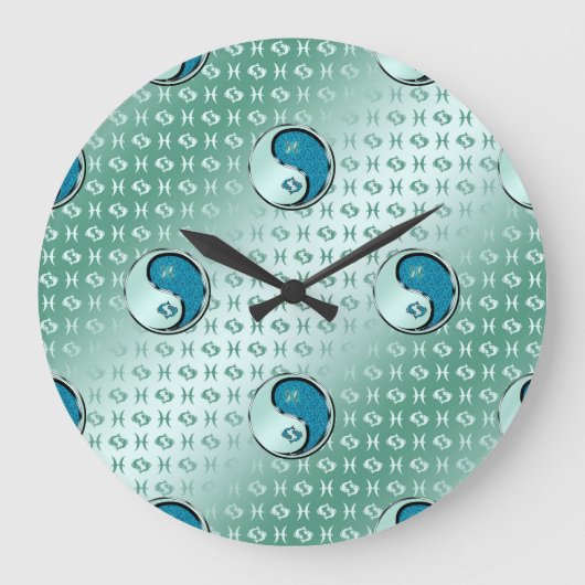 魚を釣る ラージ壁時計 (正面)