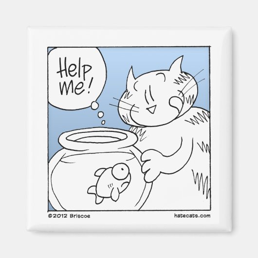 魚を食べる猫 マグネット (正面)