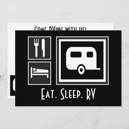 魚を食べ眠れ！招待されましたオンキャンピングトリップ 招待状 (正面/裏面)