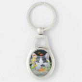 魚カスタムの水槽を覗く写真猫 キーホルダー (正面)