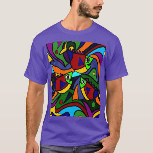 魚カッコいいカラフル抽象芸術 Tシャツ