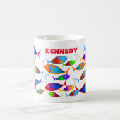 魚カラフルのカスタム文字 コーヒーマグカップ (中央)