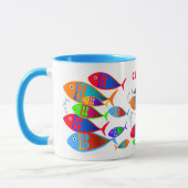 魚カラフルのカスタム文字 マグカップ (左)