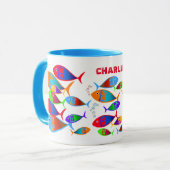 魚カラフルのカスタム文字 マグカップ (正面左)