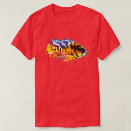 魚カラフルのブ絵を描ラシ Tシャツ (デザイン正面)