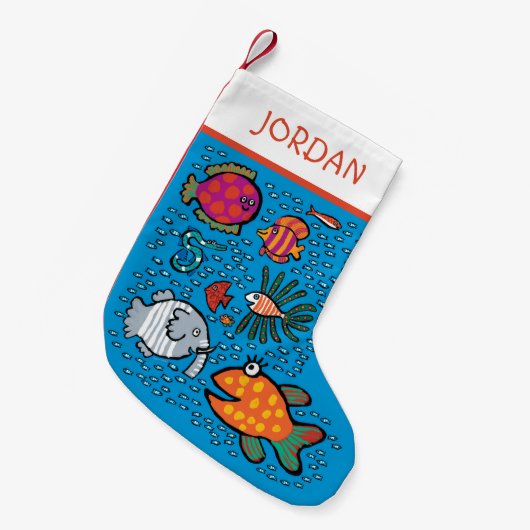 魚カラフルの友達 スモールクリスマスストッキング (正面 (吊り時))
